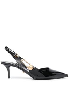 Versace туфли с ремешком на пятке и декором Safety Pin