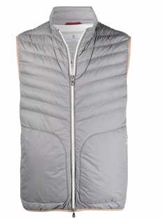 Brunello Cucinelli дутый жилет с высоким воротником