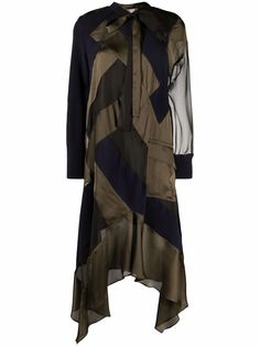 Sacai платье-рубашка в стиле колор-блок