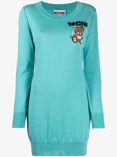Moschino платье с вышивкой Teddy Bear
