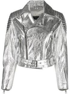 Manokhi байкерская куртка с эффектом металлик