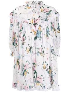 Alessandra Rich блузка с оборками и цветочным принтом
