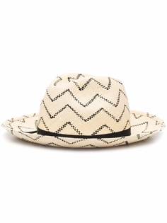 Borsalino соломенная шляпа-федора с узором зигзаг