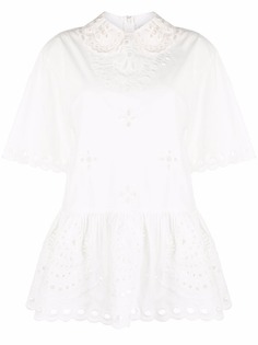 RED Valentino блузка с английской вышивкой и баской