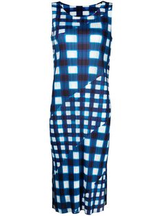 Pleats Please Issey Miyake платье миди Trek в клетку