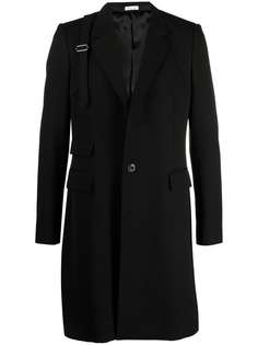 Alexander McQueen однобортное пальто Harness