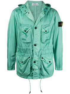 Stone Island атласная куртка с капюшоном