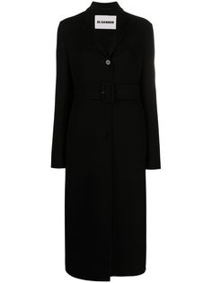 Jil Sander однобортное пальто с поясом