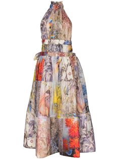 Zimmermann платье Botanica с вырезом халтер и цветочным принтом