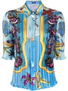 Versace плиссированная рубашка с принтом