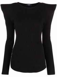 Balmain топ в рубчик с объемными плечами
