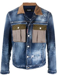 Dsquared2 джинсовая куртка с контрастным воротником и прорезями