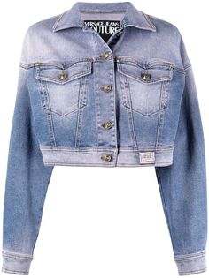Versace Jeans Couture укороченная джинсовая куртка с эффектом потертости