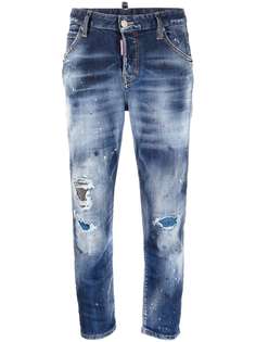 Dsquared2 укороченные джинсы с эффектом потертости