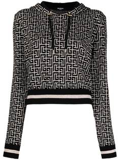 Balmain укороченное худи с монограммой PB
