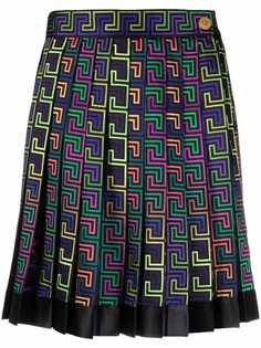 Versace плиссированная юбка с принтом Greca Neon