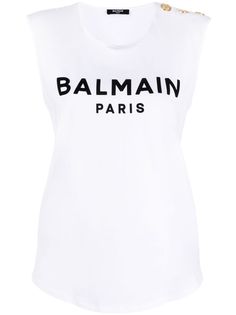 Balmain топ без рукавов с логотипом