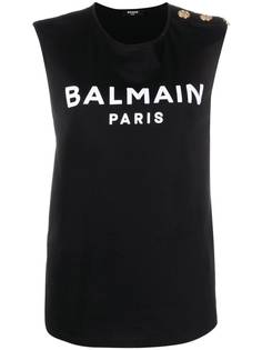 Balmain топ без рукавов с логотипом