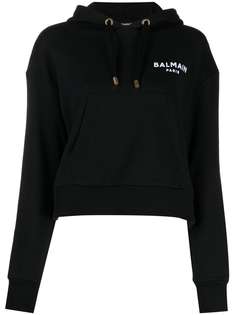 Balmain укороченное худи с логотипом