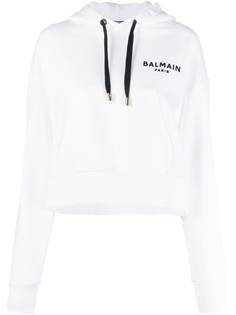 Balmain укороченное худи с логотипом