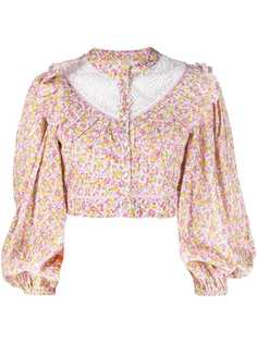 LoveShackFancy укороченная блузка с цветочным принтом