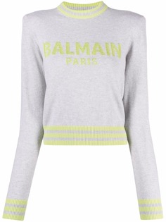 Balmain джемпер вязки интарсия с логотипом