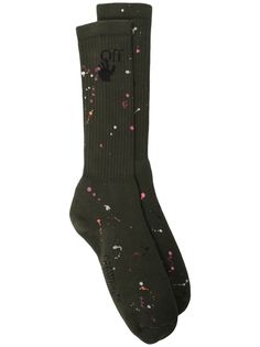 Off-White носки в рубчик с эффектом разбрызганной краски