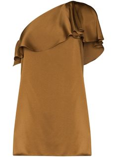 Saint Laurent платье мини с открытыми плечами и оборками