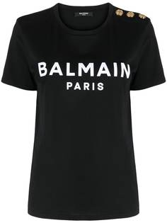 Balmain футболка с фактурным логотипом