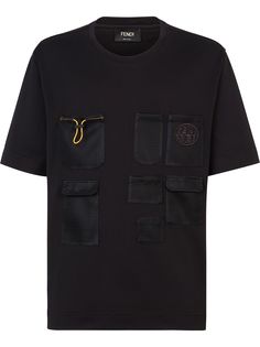 Fendi футболка оверсайз с сетчатыми карманами