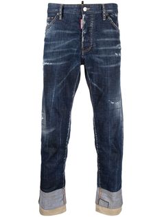 Dsquared2 укороченные джинсы с эффектом потертости
