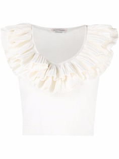 Alexander McQueen блузка с V-образным вырезом и оборками