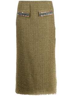 Blumarine декорированная юбка-карандаш из ткани букле