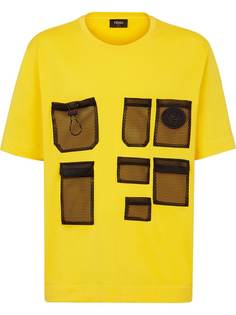 Fendi футболка оверсайз с сетчатыми карманами