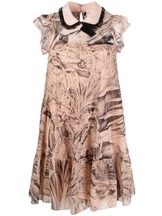 RED Valentino платье мини с оборками и принтом Jungle Toile