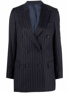 Officine Generale двубортный блейзер в тонкую полоску