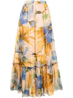 TWINSET ярусная юбка макси с цветочным принтом