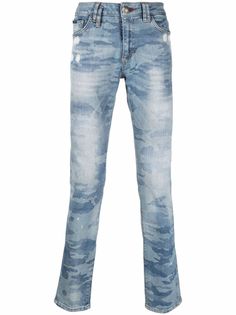 Philipp Plein узкие джинсы с камуфляжным принтом