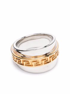 Versace двухцветное кольцо с декором Greca
