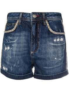 Philipp Plein джинсовые шорты с кристаллами