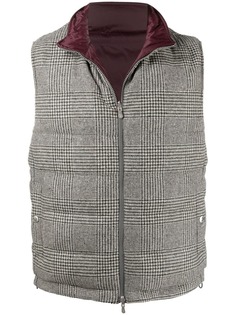 Brunello Cucinelli двусторонний дутый жилет в клетку