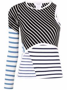 Marine Serre полосатая футболка асимметричного кроя