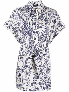 Les Copains блузка с цветочным принтом и поясом