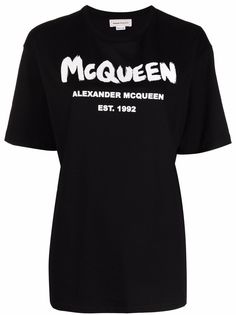 Alexander McQueen футболка с логотипом граффити