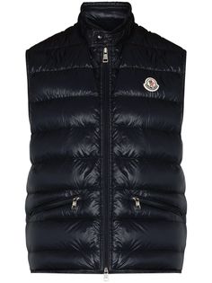 Moncler дутый жилет с нашивкой-логотипом