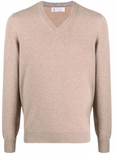 Brunello Cucinelli кашемировый джемпер с V-образным вырезом