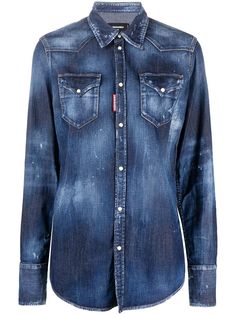 Dsquared2 джинсовая рубашка из вареного денима