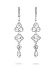 David Morris серьги-подвески Rose Cut из белого золота с бриллиантами