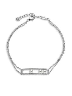 Yoko London браслет Sleek из белого золота с жемчугом и бриллиантами