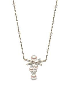 Yoko London колье Sleek из желтого золота с жемчугом и бриллиантами